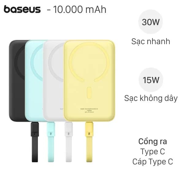 So sánh giá Pin sạc dự phòng Polymer 10000mAh Type C PD 30W Baseus Free2Pull PPSS1030 kèm Cáp Type C rẻ nhất? - Ảnh 13