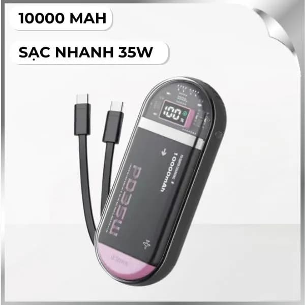 Pin sạc dự phòng Polymer 10000mAh Type C PD 35W IDMIX P15SE kèm cáp Type-C - Đen Hồng - Ảnh 5