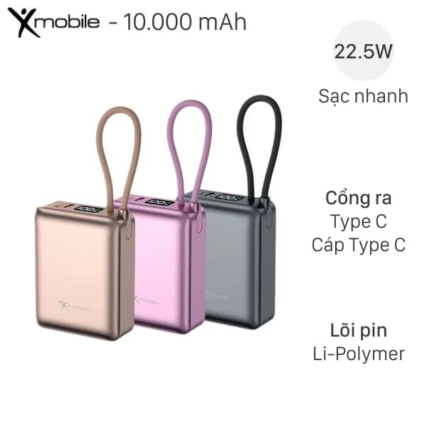 So sánh giá Pin sạc dự phòng Polymer 10000mAh Type C PD QC 3.0 45W Xmobile TFT JP381 kèm Cáp Type C - Tìm sản phẩm giá rẻ nhất - Ảnh 1