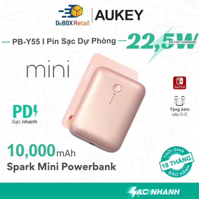 So sánh giá Pin sạc dự phòng Polymer 10000mAh Type C PD QC 3.0 20W Aukey PB-Y55 - Hồng rẻ nhất? - Ảnh 20