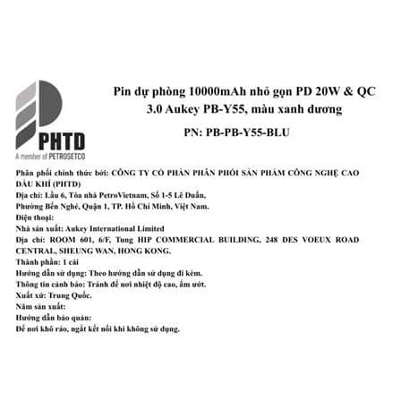 So sánh giá Pin sạc dự phòng Polymer 10000mAh Type C PD QC 3.0 20W Aukey PB-Y55 - Xanh Dương rẻ nhất? - Ảnh 15
