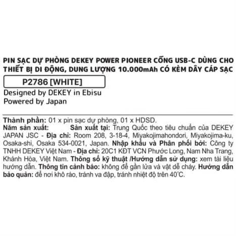 Pin sạc dự phòng Polymer 10000mAh Type-C QC 3.0 22.5W Dekey Power Pioneer P2786 kèm cáp Type-C - Trắng - Giá rẻ nhất hôm nay - Ảnh 4
