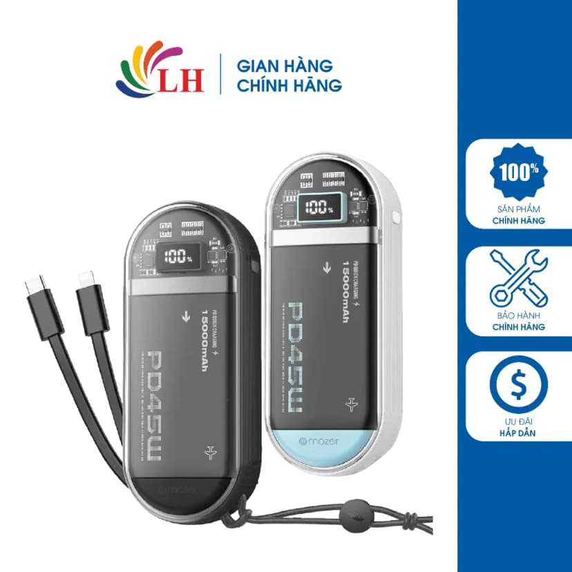 Pin sạc dự phòng Polymer 15000 mAh Type C PD 45W Mazer M-PC45LINK1545-BK - Đen - Giá rẻ nhất hôm nay - Ảnh 2
