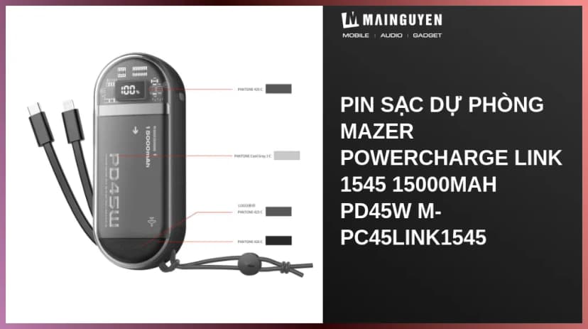 Pin sạc dự phòng Polymer 15000 mAh Type C PD 45W Mazer M-PC45LINK1545-BK - Đen - Giá rẻ nhất hôm nay - Ảnh 3