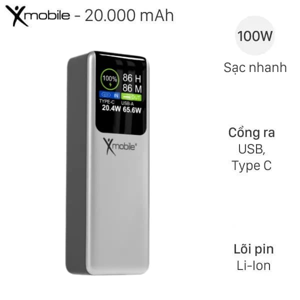 Pin sạc dự phòng Polymer 20000mAh Type C PD 22.5W Xmobile JP312 kèm Cáp Lightning và Type C - Giá rẻ nhất hôm nay - Ảnh 18