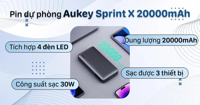 So sánh giá Pin sạc dự phòng Polymer 20000mAh Type C PD QC 3.0 30W Aukey PB-Y42 Sprint X - Tìm sản phẩm giá rẻ nhất - Ảnh 5