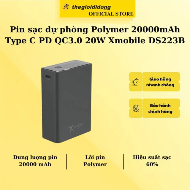 So sánh giá Pin sạc dự phòng Polymer 20000mAh Type C PD QC3.0 20W Xmobile DS223B rẻ nhất? - Ảnh 3