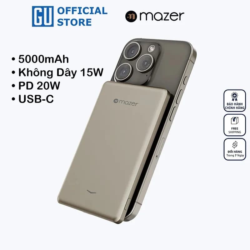 Pin sạc dự phòng Polymer 5000mAh không dây 20W Mazer M-MagAir15-PB - Xanh - Giá rẻ nhất hôm nay - Ảnh 2