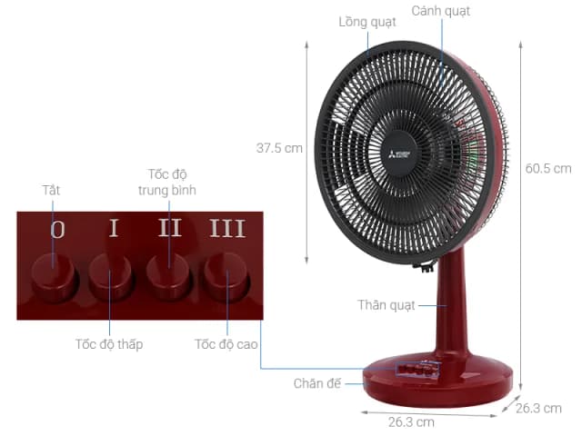 So sánh giá Quạt bàn Mitsubishi Electric 5 cánh D12A-GB CY-RD 37W rẻ nhất? - Ảnh 3