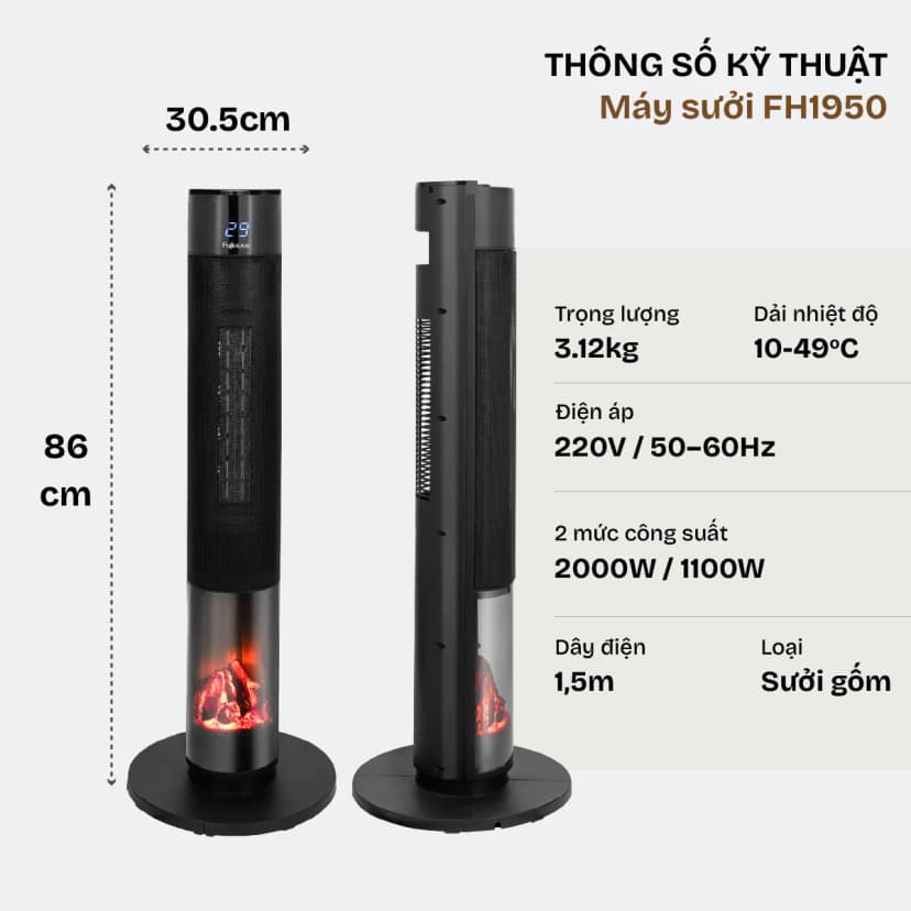 Quạt sưởi gốm FUJIHOME FH1950 - Giá rẻ nhất hôm nay - Ảnh 2