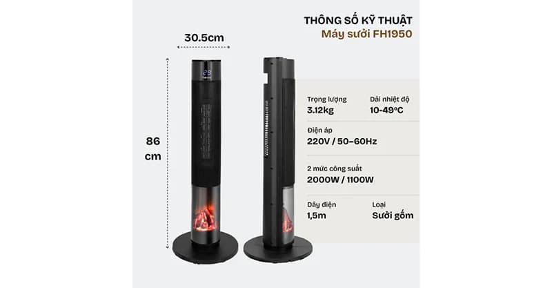 Quạt sưởi gốm FUJIHOME FH1950 - Giá rẻ nhất hôm nay - Ảnh 12