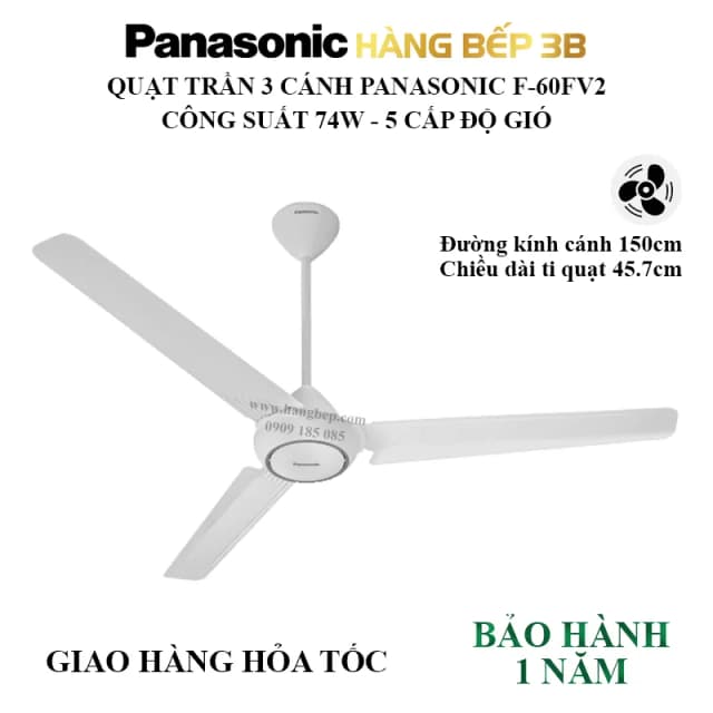 So sánh giá Quạt trần Panasonic 3 cánh F-60FV2 74W rẻ nhất? - Ảnh 5