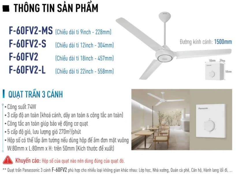 So sánh giá Quạt trần Panasonic 3 cánh F-60FV2-MS 74W - Tìm sản phẩm giá rẻ nhất - Ảnh 20