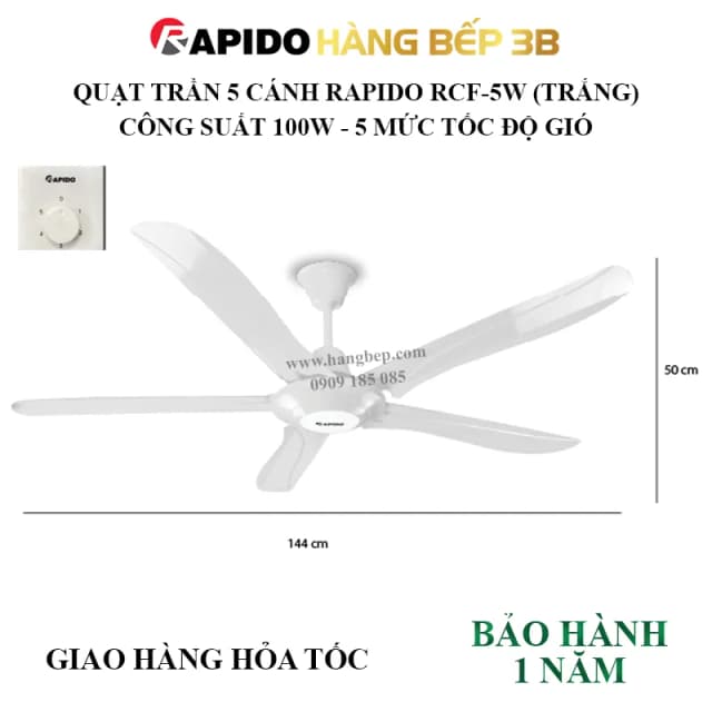 So sánh giá Quạt trần Rapido 5 cánh RCF-5W 100W rẻ nhất? - Ảnh 2