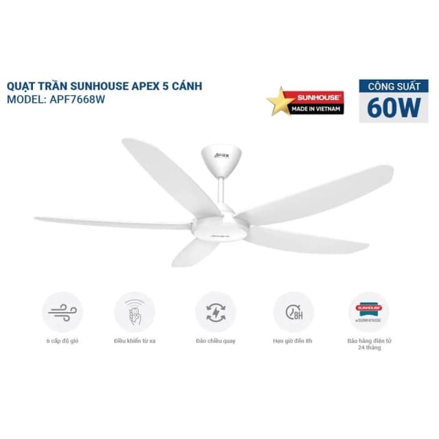 So sánh giá Quạt trần Sunhouse Apex 5 cánh APF7669W 60W rẻ nhất? - Ảnh 15