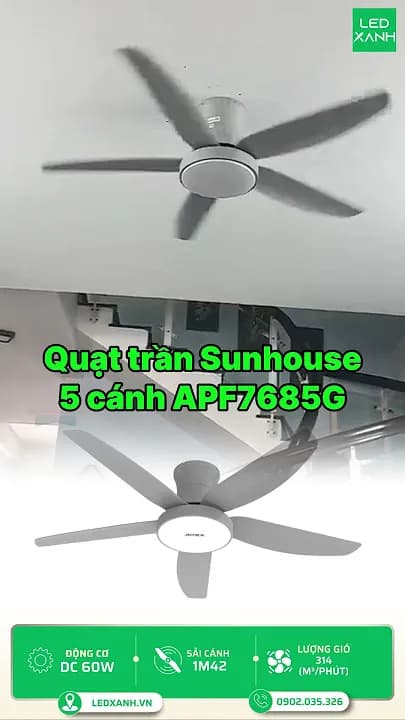 So sánh giá Quạt trần Sunhouse Apex 5 cánh APF7685G 60W rẻ nhất? - Ảnh 12