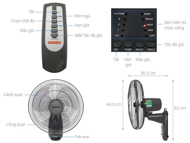 So sánh giá Quạt treo tường Senko 3 cánh TR1628 47W rẻ nhất? - Ảnh 4