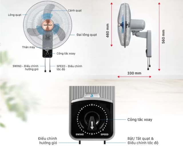 So sánh giá Quạt treo tường Daikiosan 6 cánh DQ120 55W rẻ nhất? - Ảnh 9