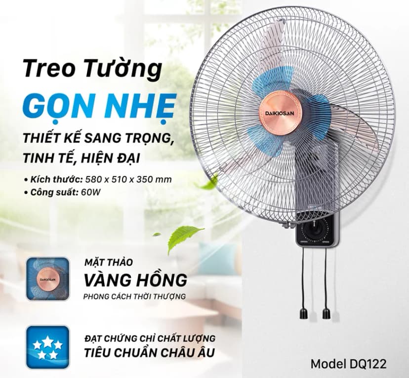 So sánh giá Quạt treo tường Daikiosan 6 cánh DQ122 60W - Tìm sản phẩm giá rẻ nhất - Ảnh 2