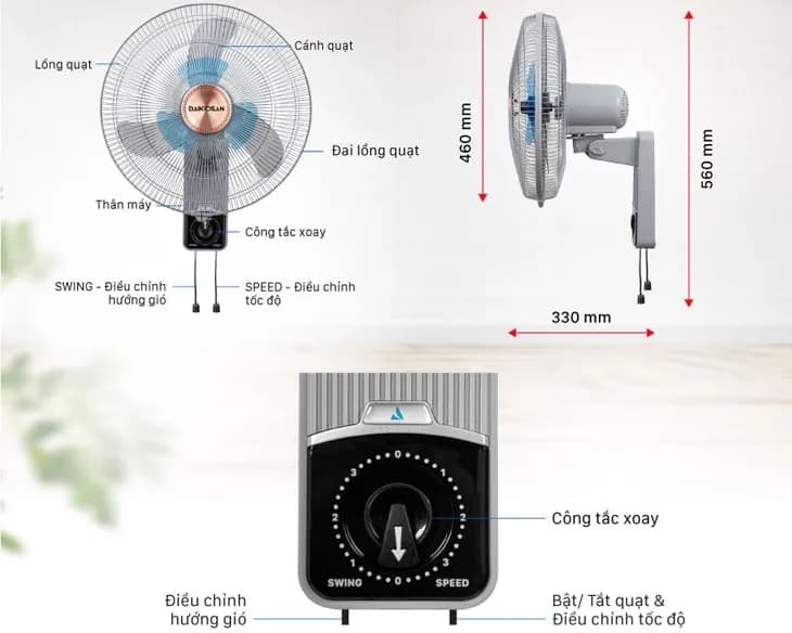 So sánh giá Quạt treo tường Daikiosan 6 cánh DQ122 60W - Tìm sản phẩm giá rẻ nhất - Ảnh 13