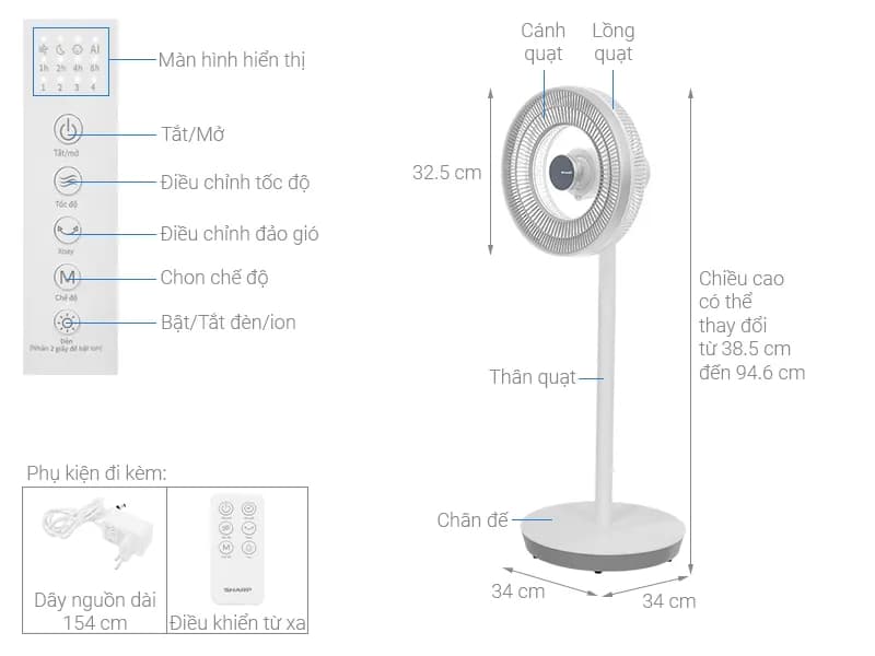 Quạt tuần hoàn Sharp 9 cánh PJ-CD404V-W 24W - Giá rẻ nhất hôm nay - Ảnh 6