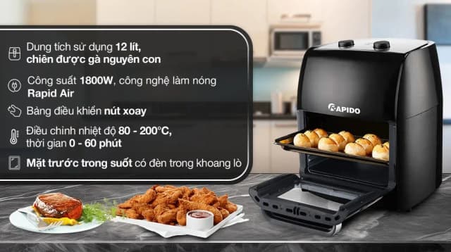 So sánh giá Lò chiên không dầu Rapido 12 lít RAF-12M1 rẻ nhất? - Ảnh 5