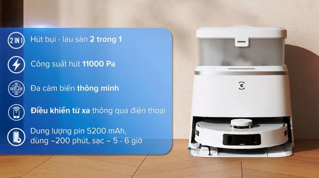 Top 1 so sánh giá Robot hút bụi lau nhà Ecovacs T30C Prime Omni Trắng - Tìm sản phẩm giá rẻ nhất - Ảnh 5