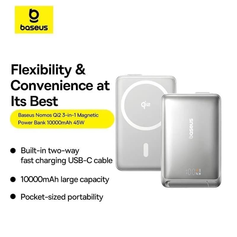 Pin sạc dự phòng 10000mAh Không dây Magnetic Qi2 Type C PD 45W Baseus Nomos PPNMS-1030SC kèm Cáp Type C - Giá rẻ nhất hôm nay - Ảnh 14
