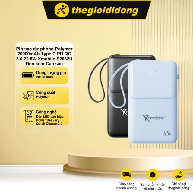 Top 1 so sánh giá Pin sạc dự phòng Polymer 20000mAh Type C PD QC 3.0 22.5W Xmobile S2032 kèm cáp Lightning và Type C - Tìm sản phẩm giá rẻ nhất - Ảnh 14