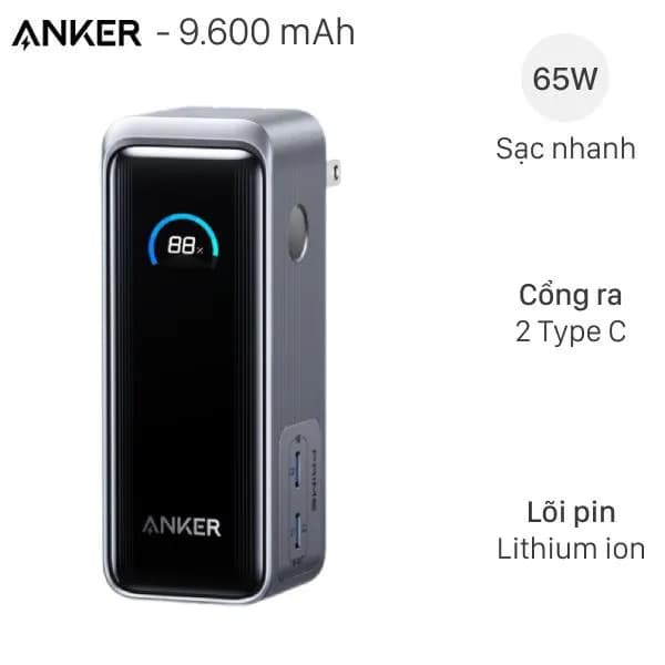 So sánh giá Pin sạc dự phòng 9600mAh Type C PD 65W Anker Prime Fusion A1339 tích hợp Adapter sạc rẻ nhất? - Ảnh 2