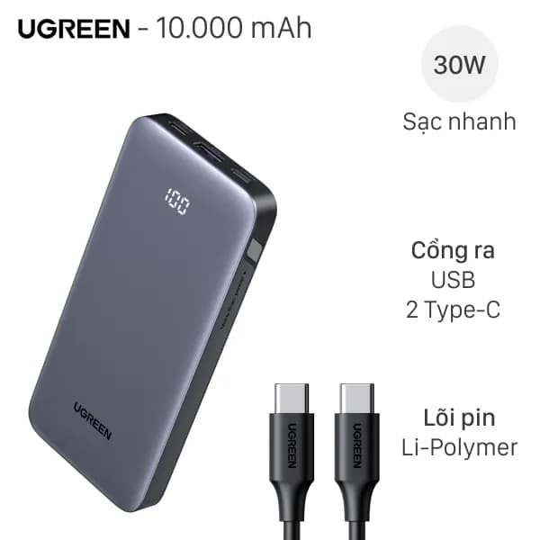 So sánh giá Pin sạc dự phòng Polymer 10000mAh Không dây Magnetic Type C PD 20W Ugreen PB562 rẻ nhất? - Ảnh 14