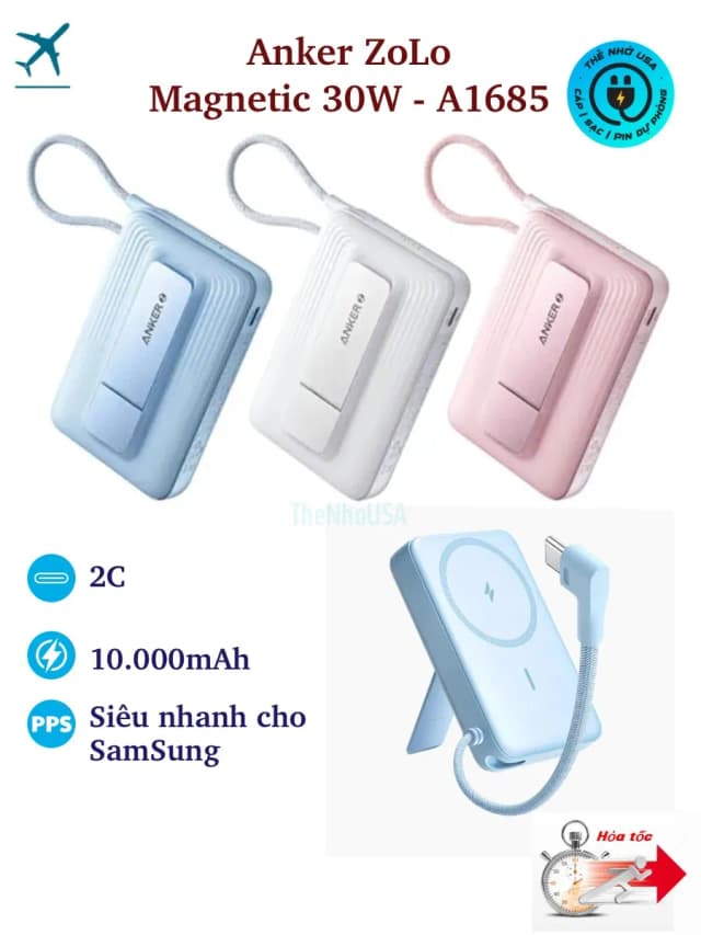 So sánh giá Pin sạc dự phòng Polymer 10000mAh Không dây Magnetic Type C PD 30W Anker Zolo A1685 kèm Cáp Type C rẻ nhất? - Ảnh 16