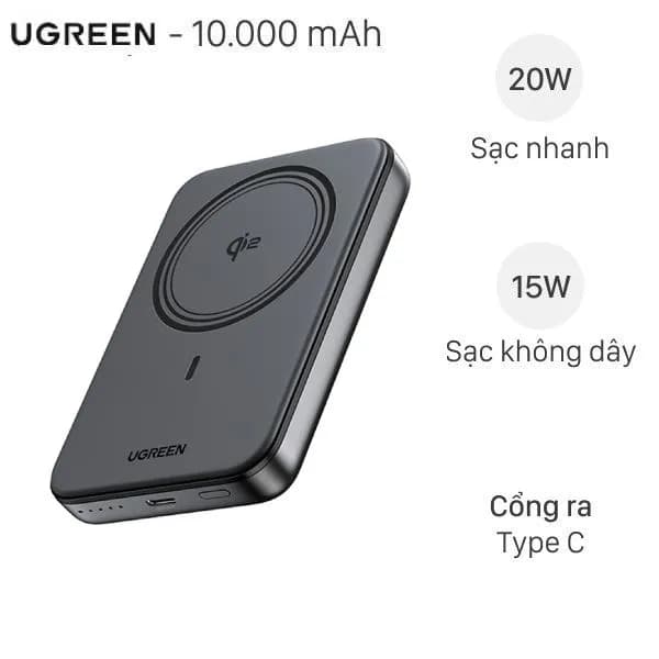 So sánh giá Pin sạc dự phòng Polymer 10000mAh Không dây Magnetic Qi2 Type C PD 20W Ugreen Uno PB764 rẻ nhất? - Ảnh 11