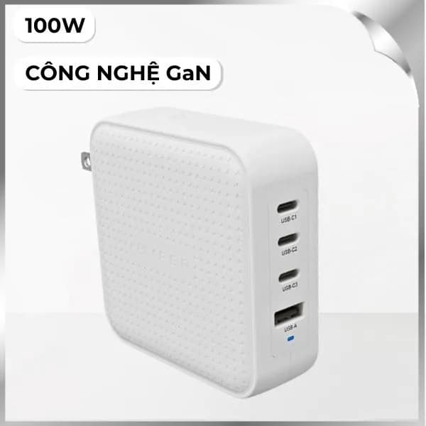 Sạc nhanh 4 cổng USB Type-C PD QC 3.0 GaN 100W HyperJuice HJ1002WHWWGL - Trắng - Ảnh 11
