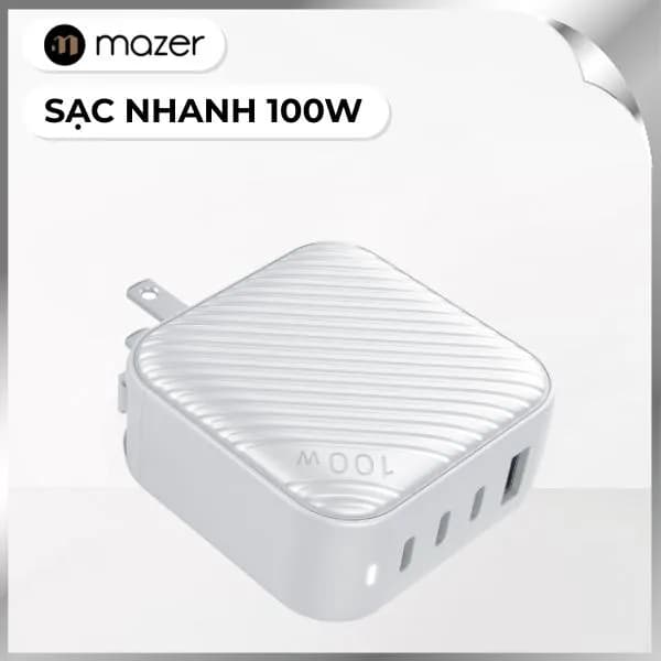 Sạc nhanh 4 cổng USB Type-C PD QC 3.0 GaN 100W Mazer M-GAN100W-WH - Giá rẻ nhất hôm nay - Ảnh 1