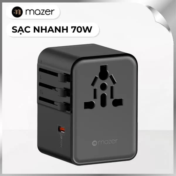 Sạc nhanh du lịch USB Type-C PD GaN 70W Mazer M-IFTravel170PD-BG - Ảnh 2