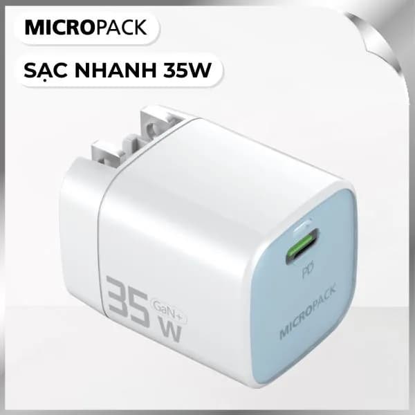 Sạc nhanh Type-C PD GaN 35W MicroPack Power Server 35 MWC135 - Xanh dương - Giá rẻ nhất hôm nay - Ảnh 1