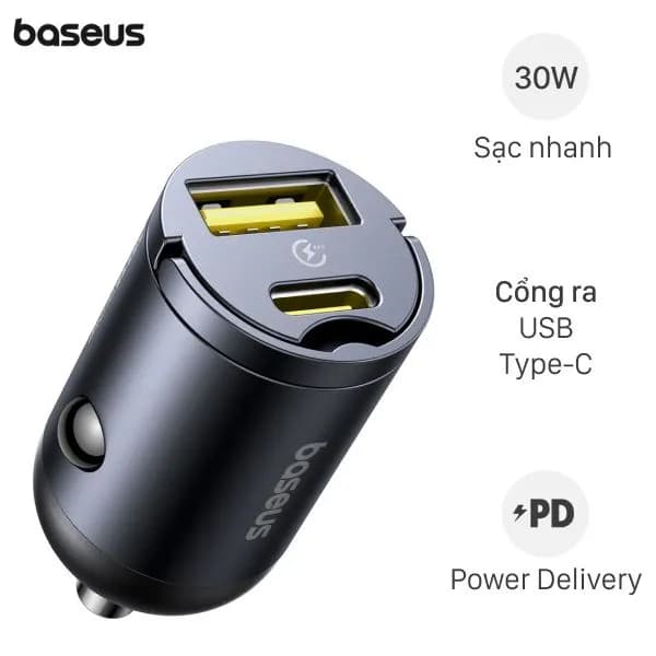 Sạc nhanh xe hơi 2 cổng USB Type-C PD QC 3.0 30W Baseus Tiny Star Mini VCHXX-UC - Giá rẻ nhất hôm nay - Ảnh 1