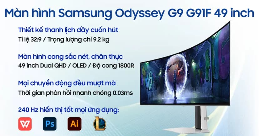 So sánh giá Màn hình Gaming Samsung Odyssey OLED G9 G93SD LS49DG930SEXXV (49 inch DQHD, OLED, 240Hz, 0.03ms) - Tìm sản phẩm giá rẻ nhất - Ảnh 11