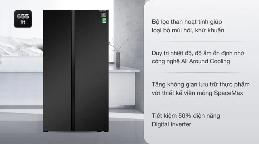 Tủ lạnh Samsung Inverter 655 lít Side By Side RS62R5001B4/SV - Giá rẻ nhất hôm nay - Ảnh 2
