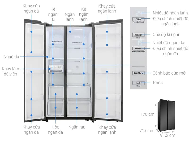 Tủ lạnh Samsung Inverter 655 lít Side By Side RS62R5001B4/SV - Giá rẻ nhất hôm nay - Ảnh 3
