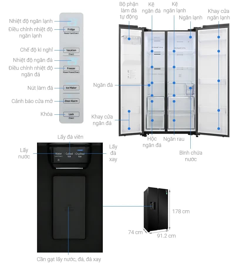 Tủ lạnh Samsung Inverter 635 lít Side By Side RS64R53012C/SV - Giá rẻ nhất hôm nay - Ảnh 4