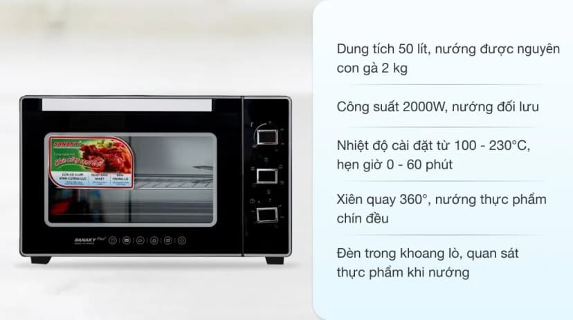 Lò nướng Sanaky VH5099S2D 50 lít - Giá rẻ nhất hôm nay - Ảnh 9