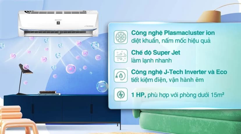 Máy lạnh Sharp Inverter 1 HP AH-XP10BSW - Giá rẻ nhất hôm nay - Ảnh 7