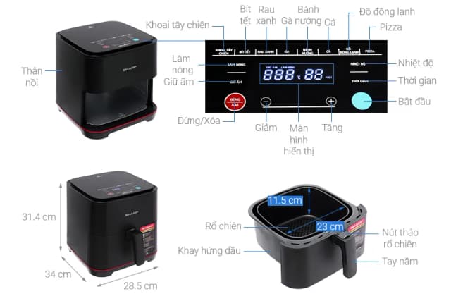 So sánh giá Nồi chiên không dầu Sharp 7 lít KF-AF70EV-BK rẻ nhất? - Ảnh 11