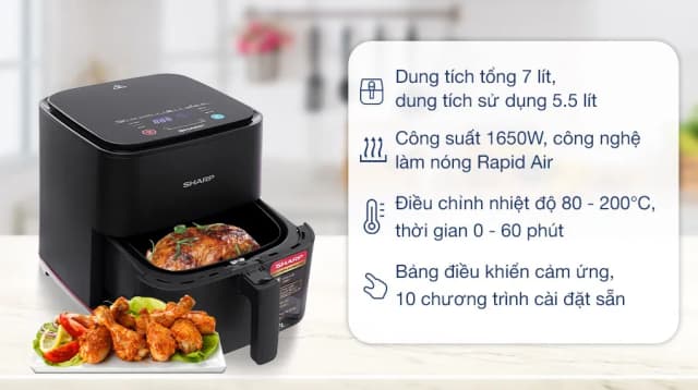 So sánh giá Nồi chiên không dầu Sharp 7 lít KF-AF70EV-BK rẻ nhất? - Ảnh 4