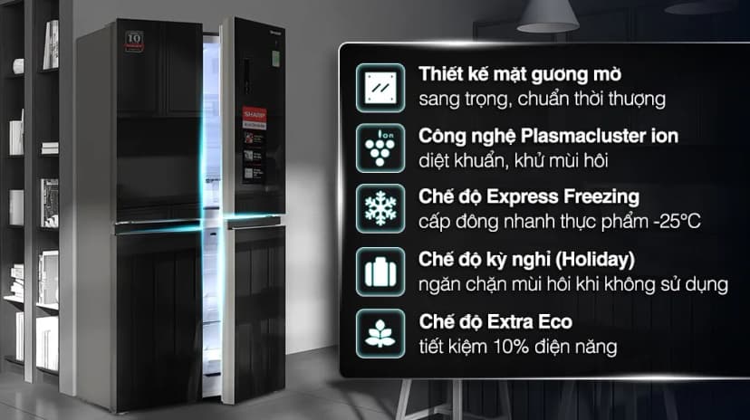 Tủ lạnh Sharp Inverter 401 lít Multi Door SJ-FXP480VG-BK - Giá rẻ nhất hôm nay - Ảnh 2