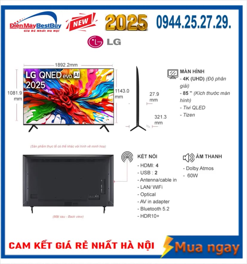 Smart Tivi LG AI 4K 85 inch 85NU855BPSA - Giá rẻ nhất hôm nay - Ảnh 1