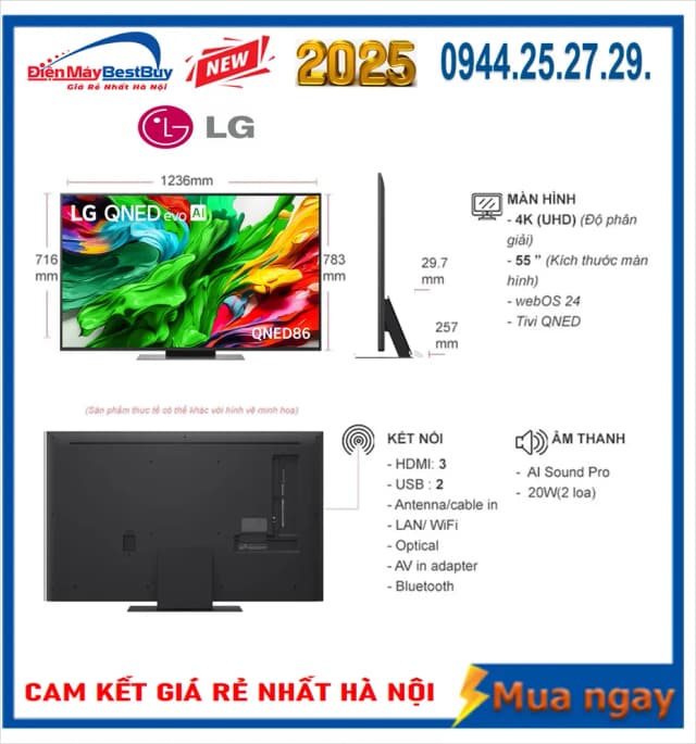 Smart Tivi QNED LG AI 4K 55 inch 55QNED86BSA - Ảnh 7