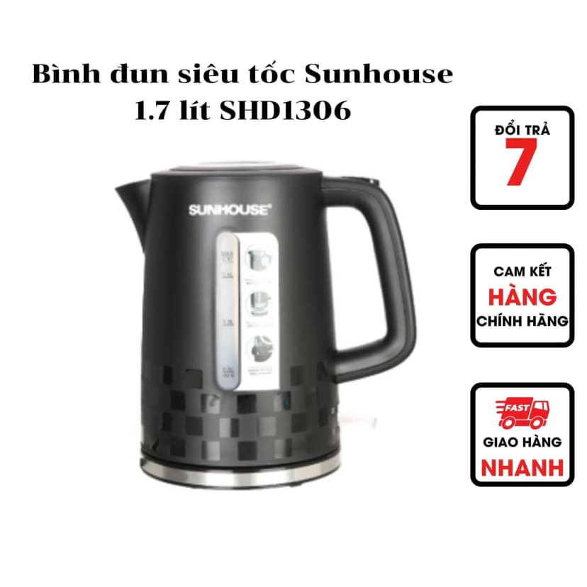 So sánh giá Bình đun siêu tốc Sunhouse 1.7 lít SHD1306 - Tìm sản phẩm giá rẻ nhất - Ảnh 1